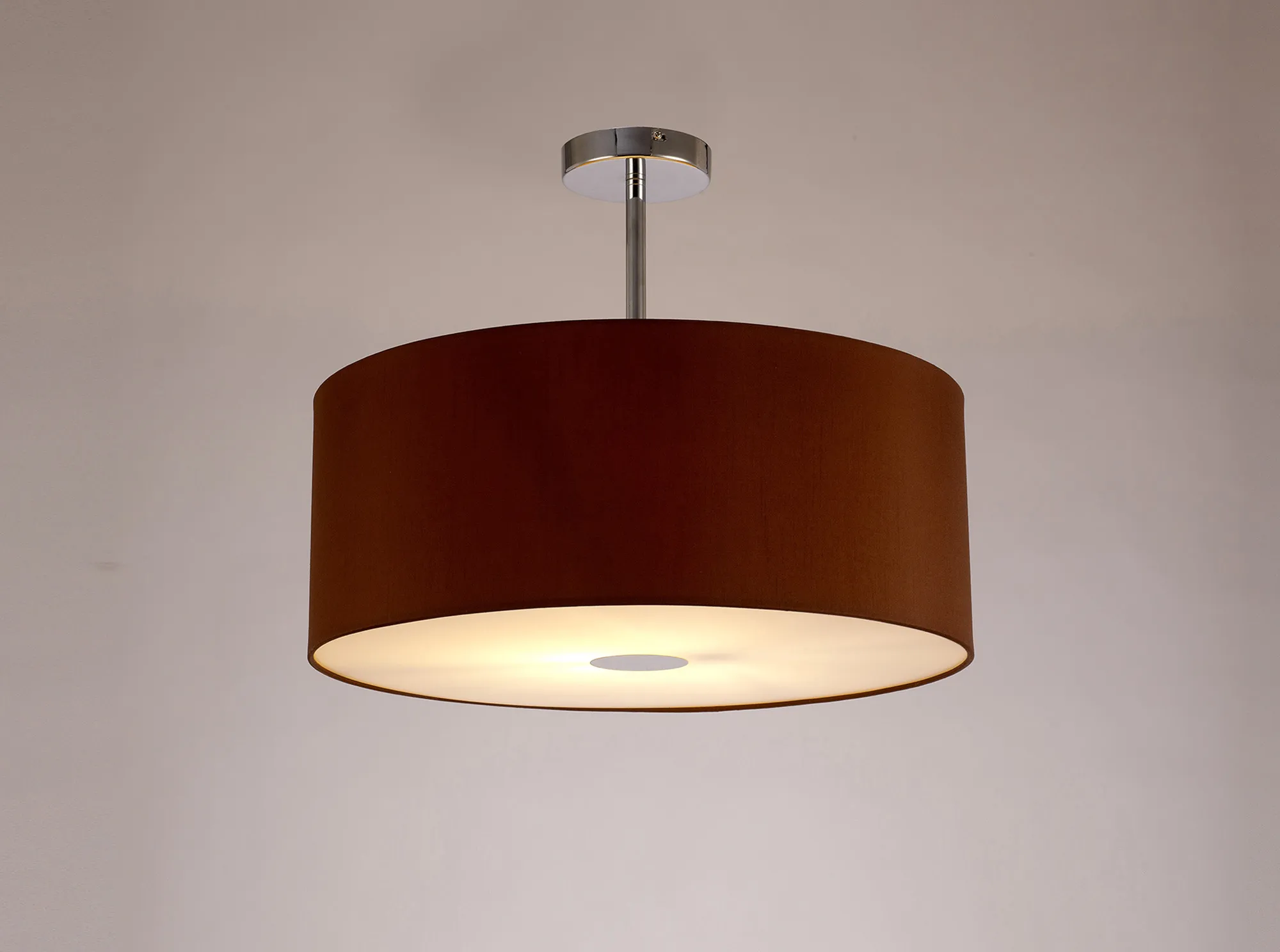 Baymont 50cm Semi Flush 1 Light Polished Chrome, Raw Cocoa/Grecian Bronze, Frosted Diffuser DK0106  Deco Baymont CH RC
